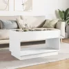  fehér végtelen hatású LED-es dohányzóasztal 70 x 50 x 50 cm