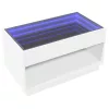  fehér végtelen hatású LED-es dohányzóasztal 70 x 50 x 50 cm