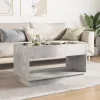  betonszürke végtelen hatású LED-es dohányzóasztal 90x50x50 cm