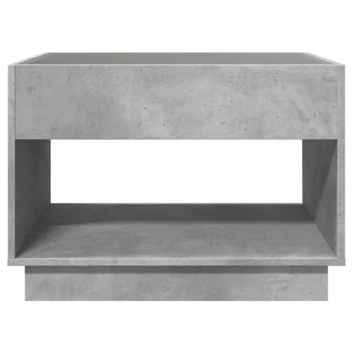  betonszürke végtelen hatású LED-es dohányzóasztal 90x50x50 cm