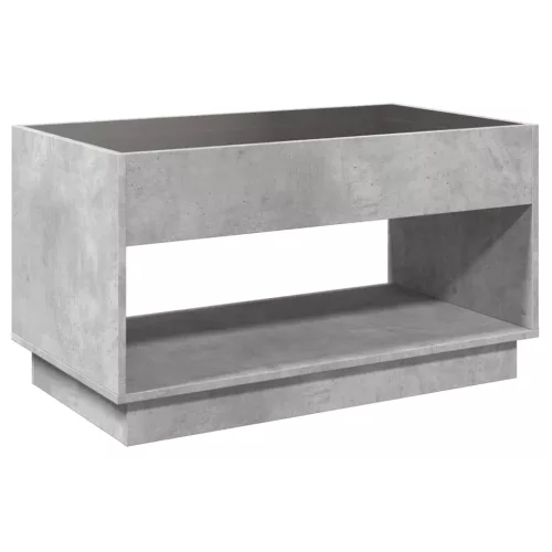  betonszürke végtelen hatású LED-es dohányzóasztal 90x50x50 cm