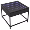  fekete végtelen hatású LED-es dohányzóasztal 50 x 50 x 41 cm