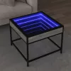  szürke sonoma végtelen hatású LED-es dohányzóasztal 50x50x41 cm