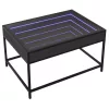  fekete végtelen hatású LED-es dohányzóasztal 70 x 50 x 41 cm