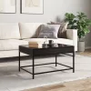 fekete végtelen hatású LED-es dohányzóasztal 70 x 50 x 41 cm