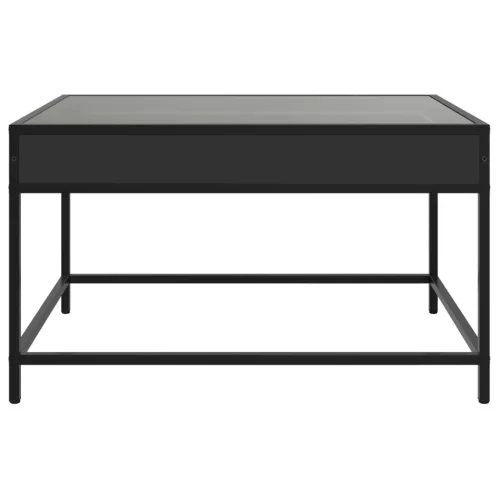  fekete végtelen hatású LED-es dohányzóasztal 70 x 50 x 41 cm