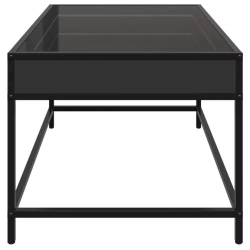  fekete végtelen hatású LED-es dohányzóasztal 70 x 50 x 41 cm