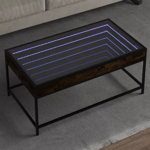  füstös tölgy végtelen hatású LED-es dohányzóasztal 90x50x41 cm