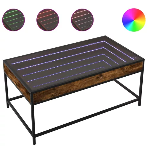  füstös tölgy végtelen hatású LED-es dohányzóasztal 90x50x41 cm