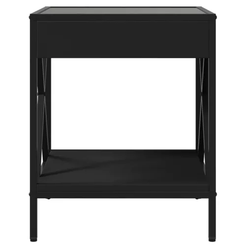  fekete végtelen hatású LED-es dohányzóasztal 40 x 40 x 49 cm