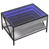  szürke sonoma végtelen hatású LED-es dohányzóasztal 70x50x38 cm