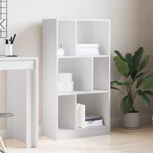  fehér szerelt fa könyvszekrény 57 x 28,5 x 107,5 cm