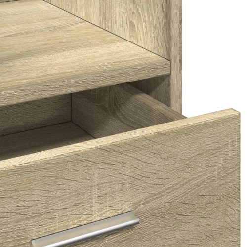  sonoma tölgy szerelt fa állópult kerékkel/fiókkal 55x55x107cm