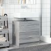  szürke sonoma színű szerelt fa mosdószekrény 59 x 37 x 59 cm