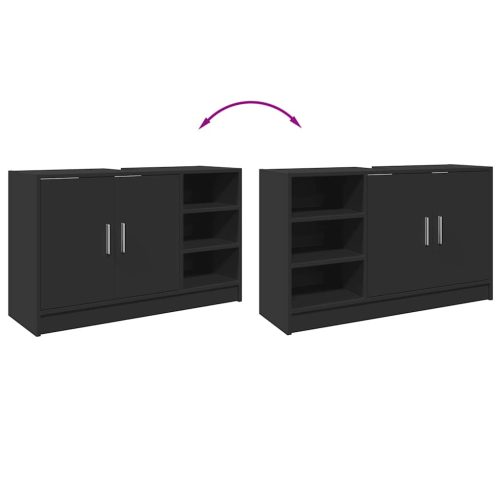  fekete szerelt fa mosdószekrény 90 x 29 x 55 cm