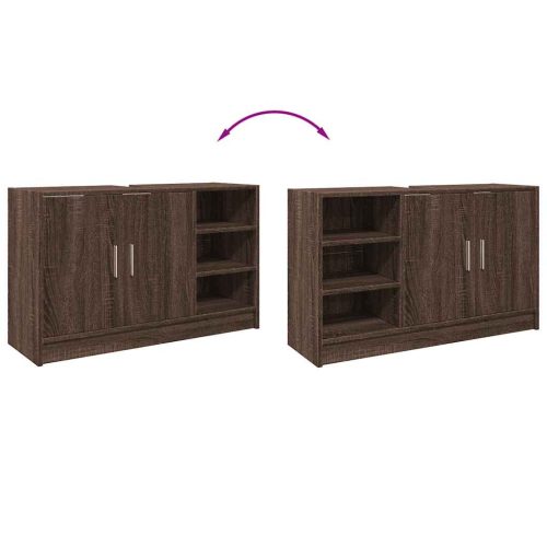  barna tölgy színű szerelt fa mosdószekrény 90 x 29 x 55 cm