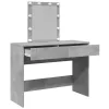  betonszürke fésülködőasztal LED-del 100 x 40 x 130 cm