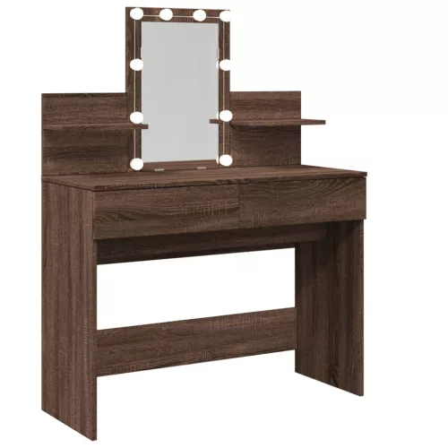  barna tölgy színű fésülködőasztal LED-del 100 x 40 x 130 cm