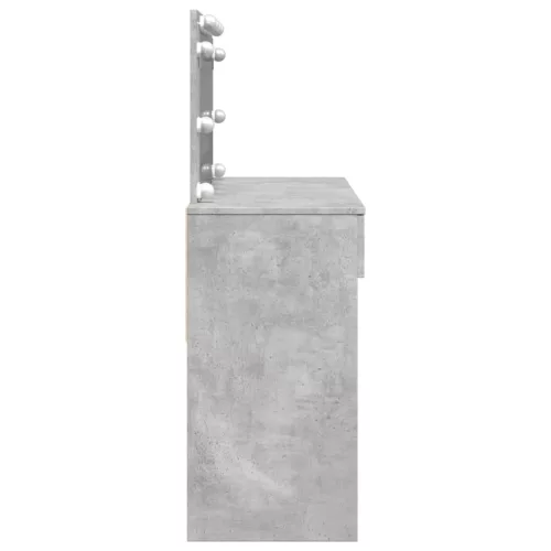  betonszürke fésülködőasztal LED-del 100 x 40 x 120 cm