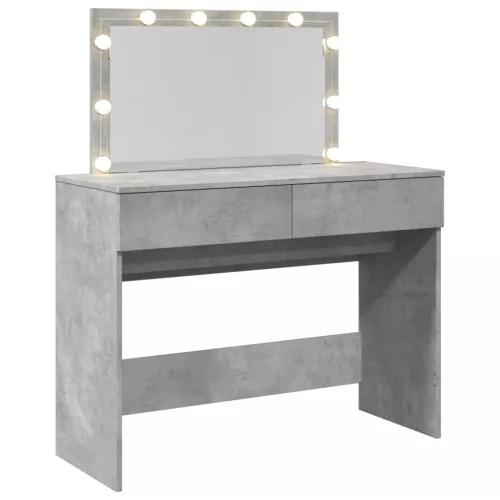 betonszürke fésülködőasztal LED-del 100 x 40 x 120 cm