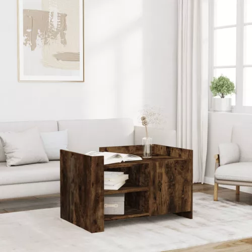  füstös tölgy színű szerelt fa dohányzóasztal 80 x 50 x 50 cm