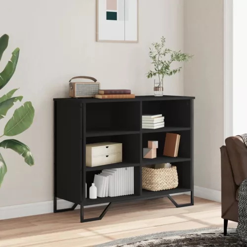  fekete szerelt fa tálalószekrény 91 x 35,5 x 74,5 cm