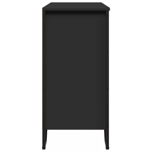  fekete szerelt fa tálalószekrény 91 x 35,5 x 74,5 cm