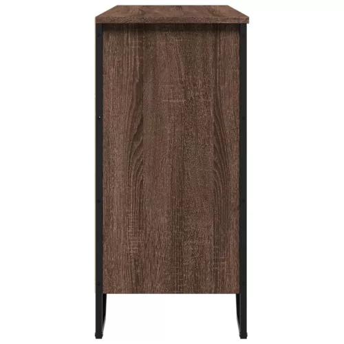  barna tölgyszínű szerelt fa tálalószekrény 101 x 35,5 x 74,5 cm