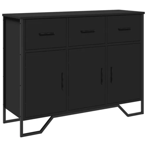  fekete szerelt fa tálalószekrény 97 x 32,5 x 74,5 cm