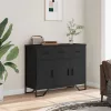  fekete szerelt fa tálalószekrény 97 x 32,5 x 74,5 cm