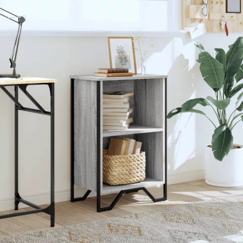  szürke sonoma színű szerelt fa könyvespolc 50 x 31 x 74,5 cm