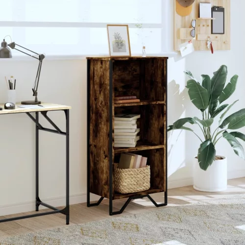  füstös tölgy színű szerelt fa könyvszekrény 50 x 31 x 106 cm