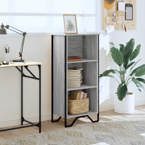  szürke sonoma színű szerelt fa könyvespolc 50 x 31 x 106 cm