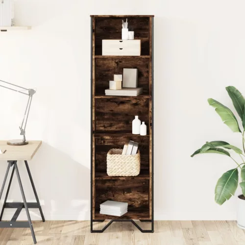  füstös tölgy színű szerelt fa könyvespolc 50 x 31 x 169 cm