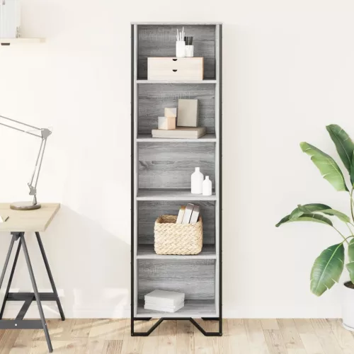  szürke sonoma színű szerelt fa könyvespolc 50 x 31 x 169 cm