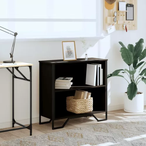  fekete szerelt fa könyvszekrény 80 x 31 x 74,5 cm