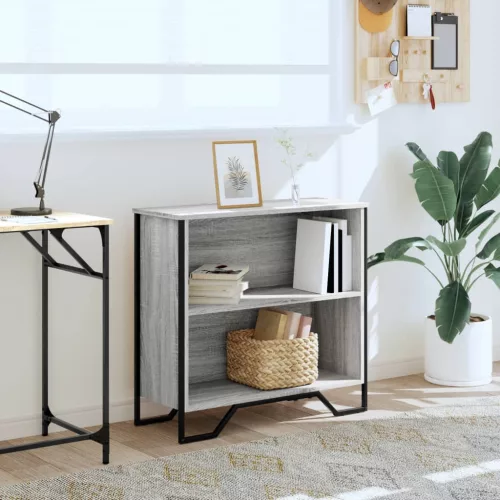  szürke sonoma színű szerelt fa könyvespolc 80 x 31 x 74,5 cm