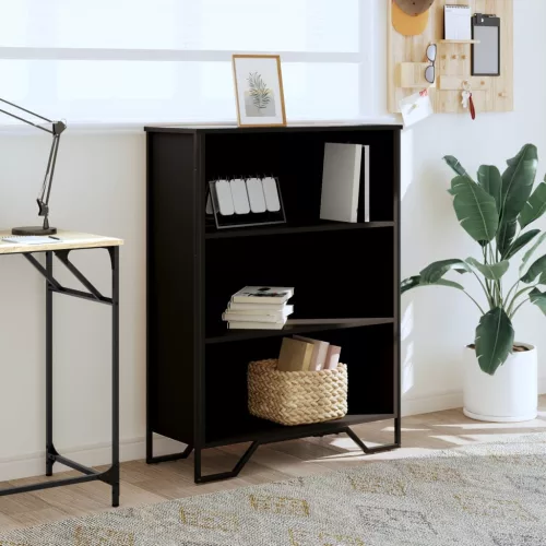  fekete szerelt fa könyvszekrény 80 x 31 x 106 cm