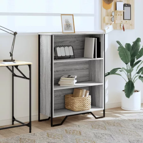  szürke sonoma színű szerelt fa könyvespolc 80 x 31 x 106 cm