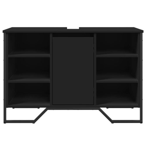  fekete szerelt fa fürdőszobai mosdószekrény 91 x 35 x 60 cm