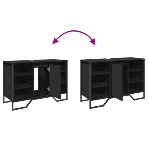  fekete szerelt fa fürdőszobai mosdószekrény 91 x 35 x 60 cm