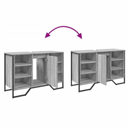  szürke sonoma szerelt fa fürdőszobai mosdószekrény 91x35x60 cm