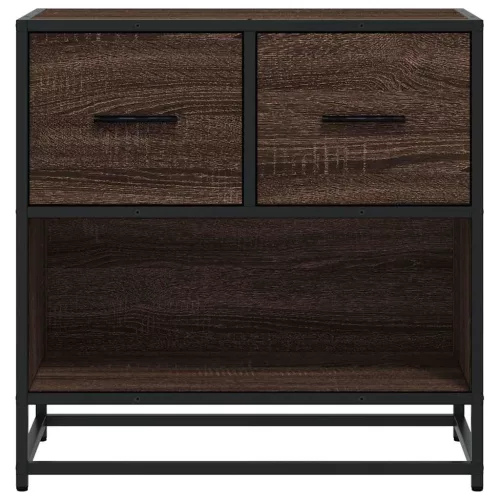  barna tölgy színű szerelt fa és fém éjjeliszekrény 60x31x60 cm