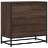  barna tölgy színű szerelt fa és fém éjjeliszekrény 60x31x60 cm