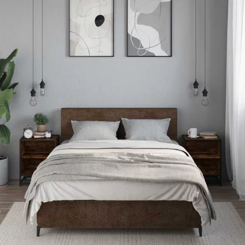  éjjeliszekrények 2 db füstölt tölgy 40x31x50 cm Gépi fa és fém