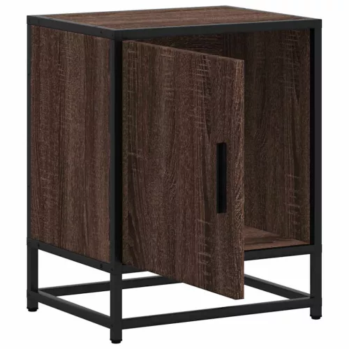  éjjeliszekrények 2 db barna tölgy 40x31x50 cm műfából és fémből