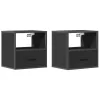  2 db fekete falra szerelhető éjjeliszekrény 40 x 31 x 39,5 cm