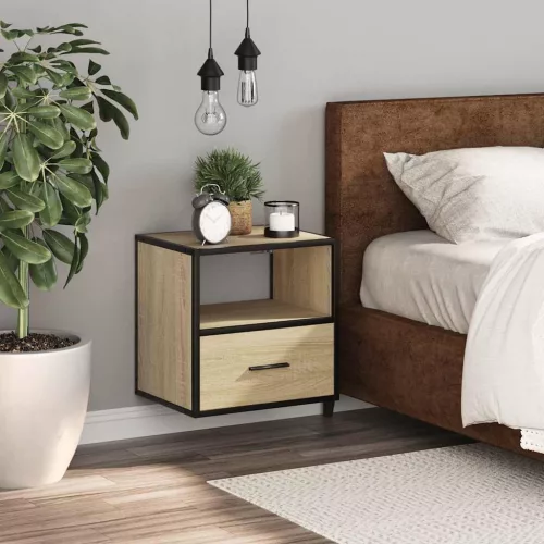  sonoma tölgy színű falra szerelhető éjjeliszekrény 40x31x39,5cm