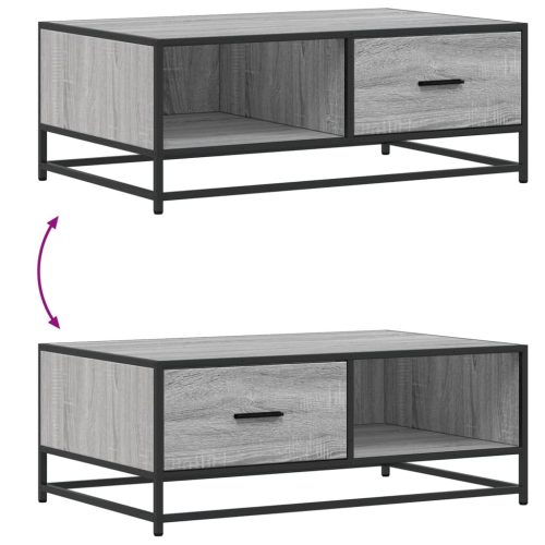  szürke sonoma szerelt fa és fém dohányzóasztal 90 x 57 x 35 cm