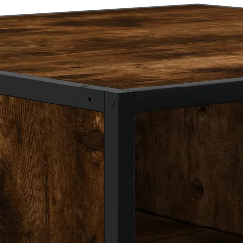  füstös tölgy szerelt fa és fém dohányzóasztal 80 x 80 x 30 cm